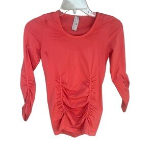 Adidas by Stella McCartney Athletic Top Small Stretch Ruched Coral Pink